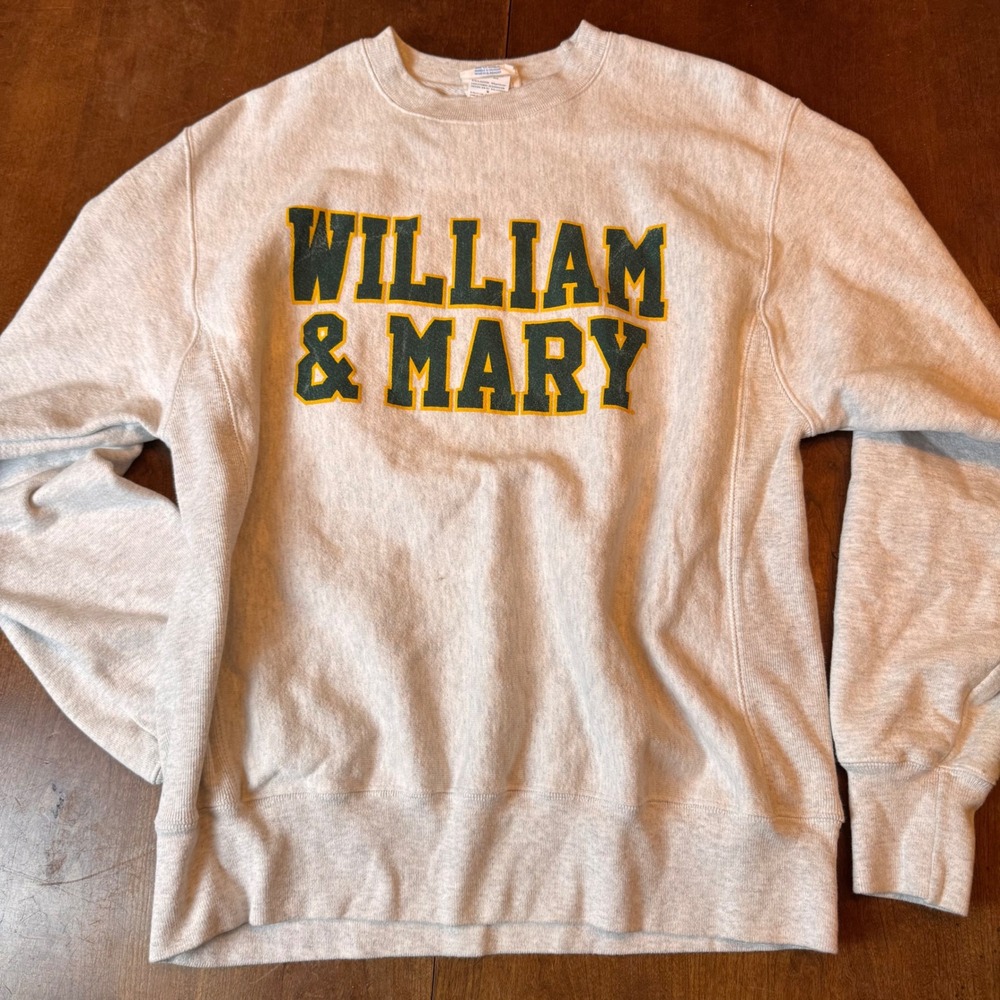 VTG Champion Sweatshirt Unisex Medium Gray William & Mary Reverse Weave Crewneck